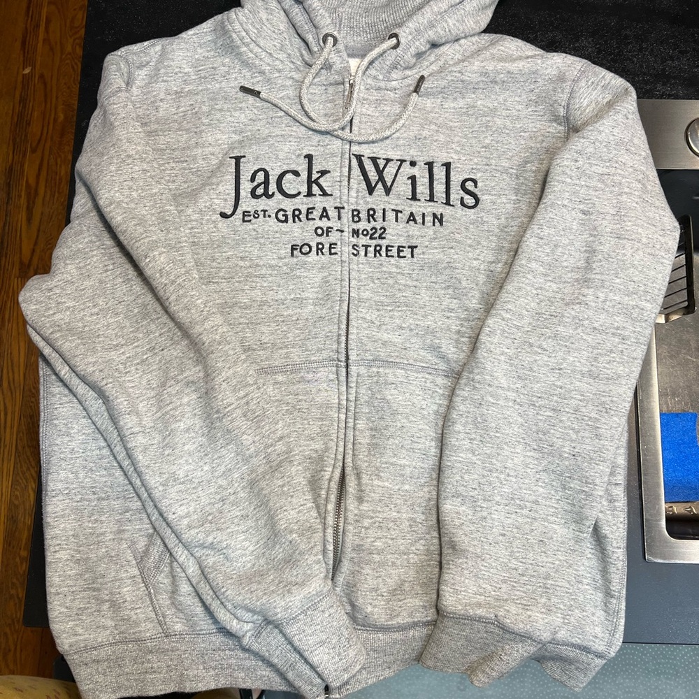 Jack Wills Light Gray Pinebrook Full Zip Embroidered L